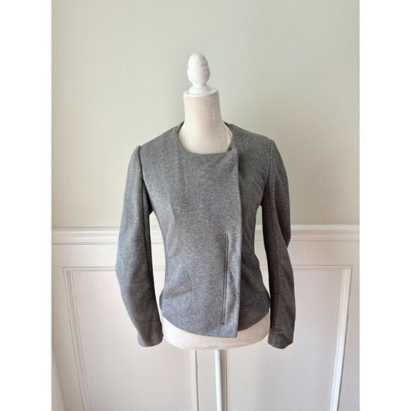 Zara Trafaluc Gray Knit Moto Jacket M - Picture 2 of 6